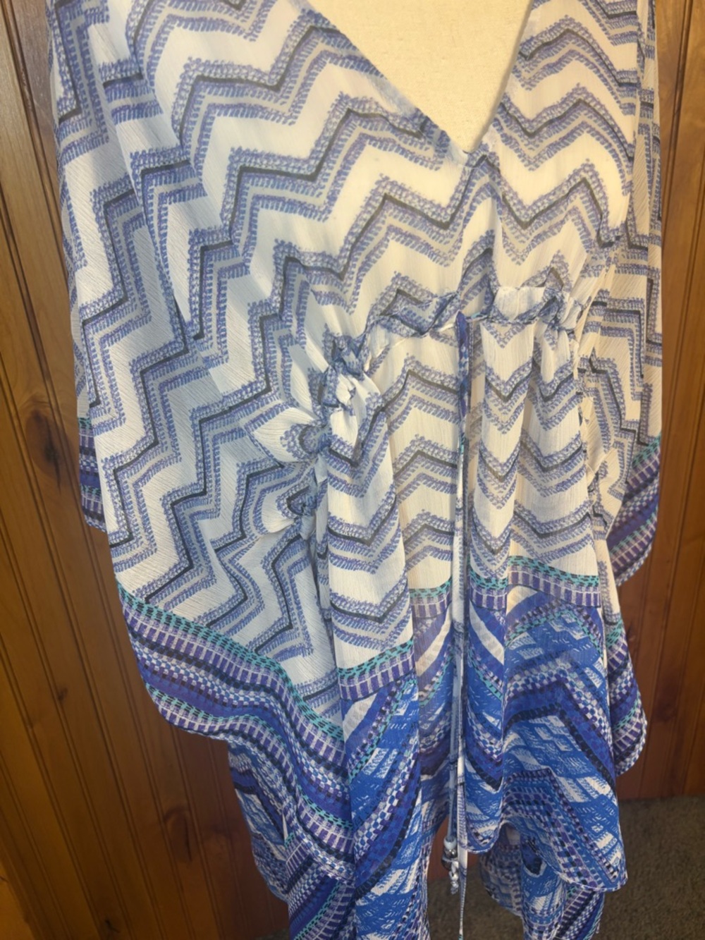 Chico's Blue and White Chevron Swim Coverup, size L/XL - Picture 3 of 7